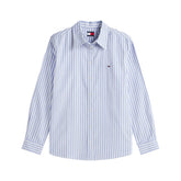 Camicia Donna Tommy Jeans Oxford Azzurro Bianco | NonSoloSport