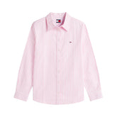 Camicia Donna Tommy Jeans Righe Oxford Rosa Bianco | NonSoloSport
