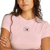 T-Shirt Donna Tommy Jeans Ess Logo Rosa | NonSoloSport