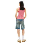Canotta Donna Tommy Jeans Ribbed Rosso Bianco | NonSoloSport