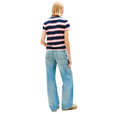 T-Shirt Donna Tommy Jeans Flag Embroidery Blu Scuro Bianco Rosso | NonSoloSport