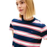 T-Shirt Donna Tommy Jeans Flag Embroidery Blu Scuro Bianco Rosso | NonSoloSport