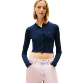 Cardigan Donna Tommy Jeans Cropped Rib Blu | NonSoloSport