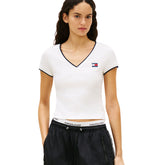 T-Shirt Donna Tommy Jeans Badge Bianco | NonSoloSport