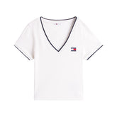 T-Shirt Donna Tommy Jeans Badge Bianco | NonSoloSport