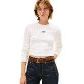 Maglione Donna Tommy Jeans Logo Embroidery Bianco | NonSoloSport