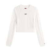 Maglione Donna Tommy Jeans Logo Embroidery Bianco | NonSoloSport
