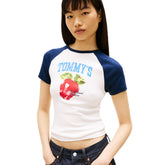 T-Shirt Donna Tommy Jeans Graphic Bianco Blu | NonSoloSport