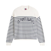 Maglione Donna Tommy Jeans Logo Embroidery Bianco Blu | NonSoloSport