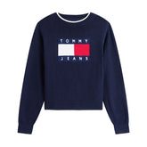 Maglione Donna Tommy Jeans Intarsia Flag Badge Blu Scuro | NonSoloSport