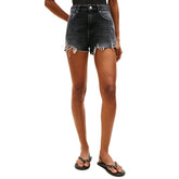 Shorts Donna Tommy Jeans Distressed Raw Hem Nero | NonSoloSport