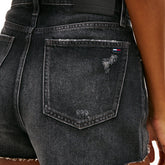 Shorts Donna Tommy Jeans Distressed Raw Hem Nero | NonSoloSport
