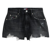 Shorts Donna Tommy Jeans Distressed Raw Hem Nero | NonSoloSport