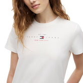 T-Shirt Donna Tommy Jeans Regular Linear Bianco | NonSoloSport