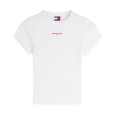 T-Shirt Donna Tommy Jeans Slim Script Rib Bianco | NonSoloSport