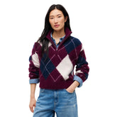 Felpa Donna Tommy Jeans Fluffy Quarter Zip Viola Blu | NonSoloSport