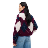 Felpa Donna Tommy Jeans Fluffy Quarter Zip Viola Blu | NonSoloSport