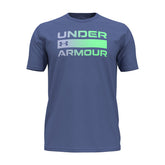 T-Shirt Uomo Under Armour Wordmark Celeste | NonSoloSport