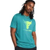T-Shirt Uomo Under Armour Project Rock Manica Corta Poly Cotton Payoff Graphic Verde | NonSoloSport