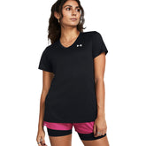 Under Amour T-Shirt Tech V-Neck Donna Nero | NonSoloSport