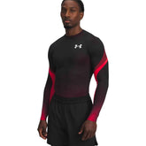 Maglia Uomo Under Armour HeatGear Sublimated Crew Nero Rosso | NonSoloSport