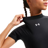 Maglia Donna Under Armour HeatGear Mock Crop Nero Bianco | NonSoloSport