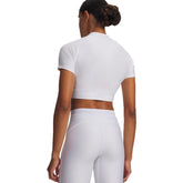 Maglia Donna Under Armour HeatGear Mock Crop Bianco Grigio | NonSoloSport