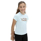 Vans T-Shirt Crop Logo Flowers Bambino Azzurro | NonSoloSport