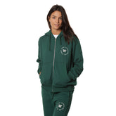 Felpa Donna What's Over College French Terry Full Zip Cappuccio Verde | NonSoloSport