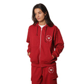 Felpa Donna What's Over College French Terry Full Zip Cappuccio Rosso | NonSoloSport