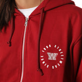 Felpa Donna What's Over College French Terry Full Zip Cappuccio Rosso | NonSoloSport